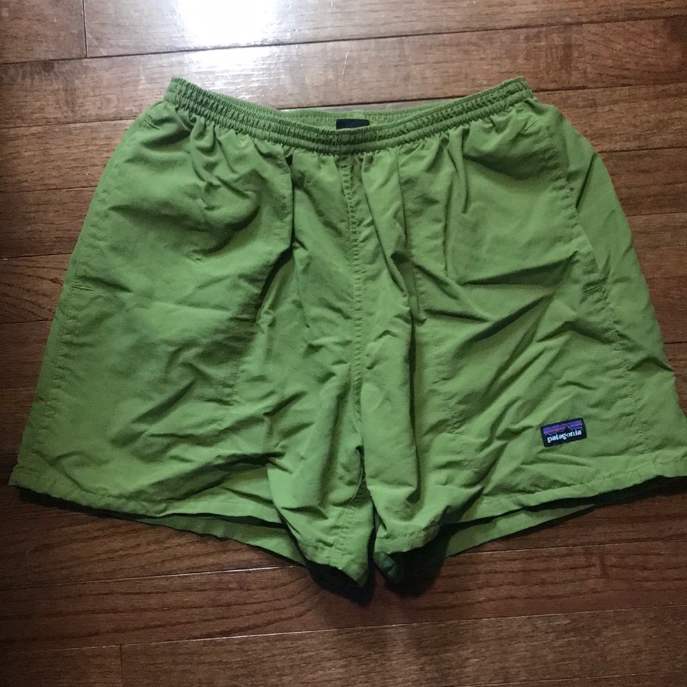 Patagonia Mens M 5” Baggies Swim Shorts, Olive Green